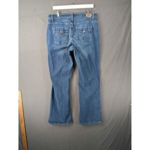 Levis 580 Boot Cut Jeans Womens 16 M Blue Denim Flap Pocket Stretch